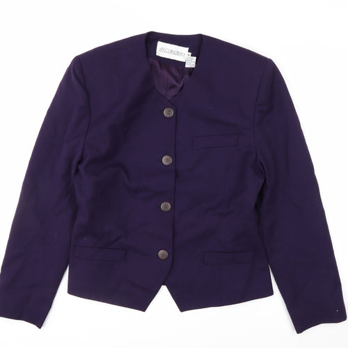 JH Collectibles Womens Purple Wool Suit Jacket Blazer Size 12