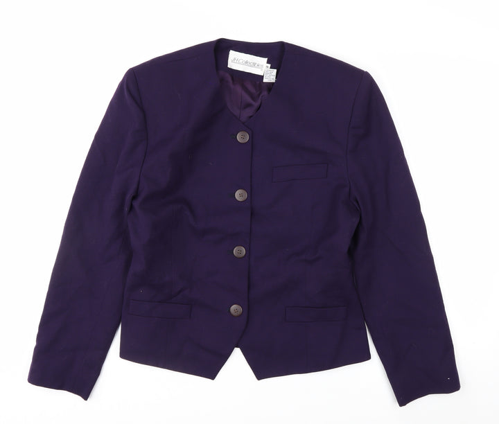 JH Collectibles Womens Purple Wool Suit Jacket Blazer Size 12