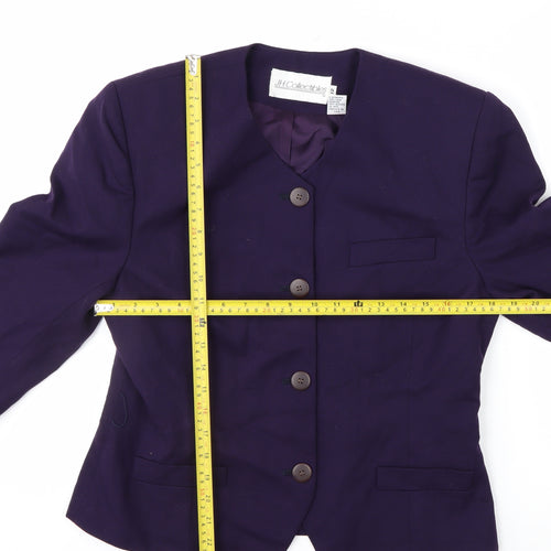 JH Collectibles Womens Purple Wool Suit Jacket Blazer Size 12