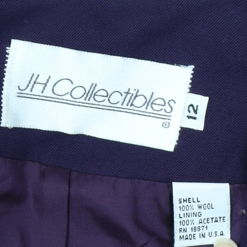 JH Collectibles Womens Purple Wool Suit Jacket Blazer Size 12