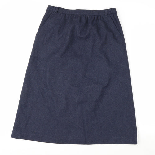 Anderson-Little Women's Blue Wool Blend A-Line Midi Skirt Size 12