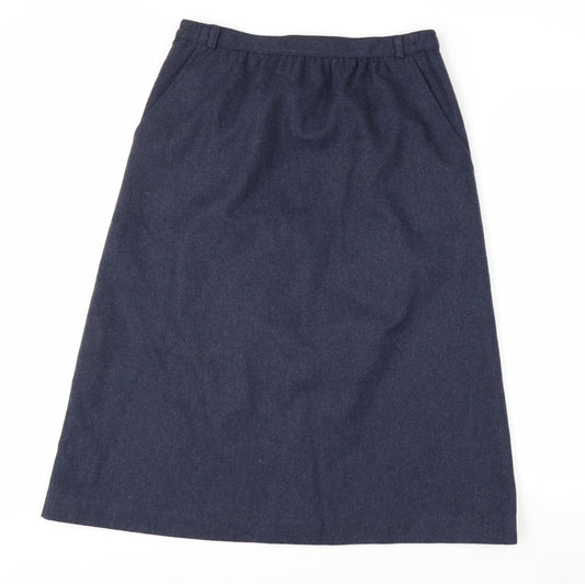 Anderson-Little Women's Blue Wool Blend A-Line Midi Skirt Size 12