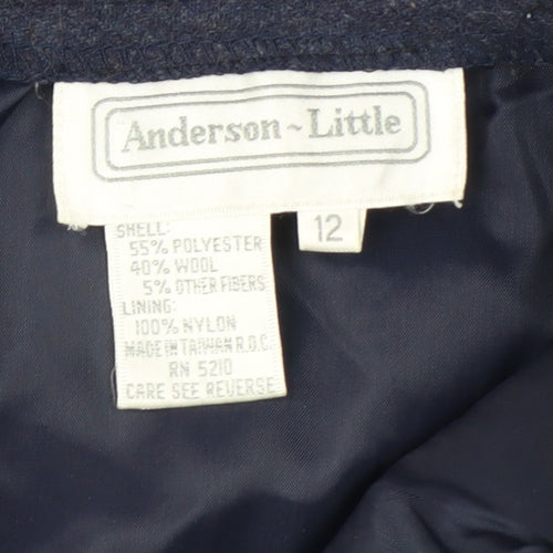 Anderson-Little Women's Blue Wool Blend A-Line Midi Skirt Size 12