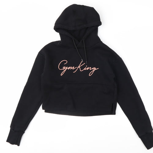 Gym King Womens Black Size 8 Cropped Pullover Hoodie