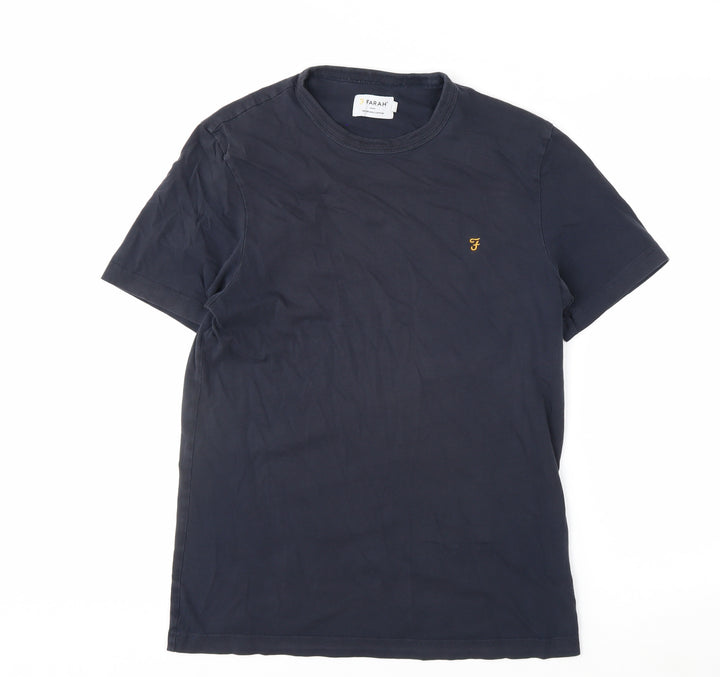 Farah Men's Blue M Crew Neck Organic Cotton T-Shirt