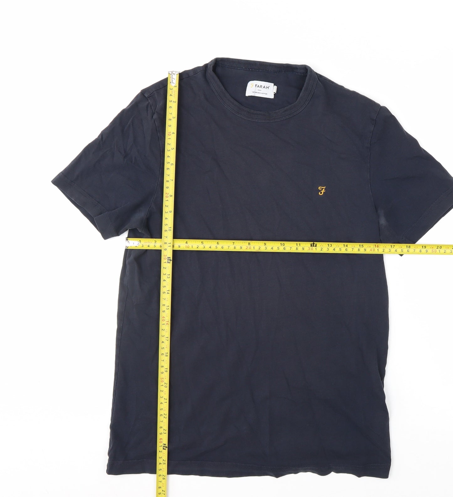 Farah Men's Blue M Crew Neck Organic Cotton T-Shirt