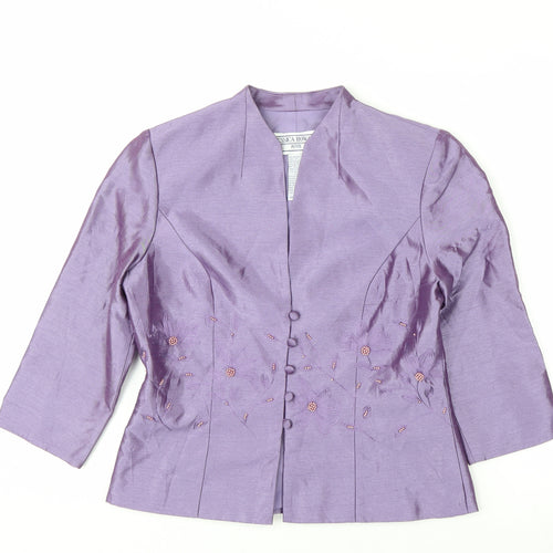 Jessica Howard Petite Purple Floral Embroidered Suit Jacket Size 6