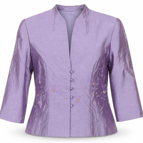 Jessica Howard Petite Purple Floral Embroidered Suit Jacket Size 6
