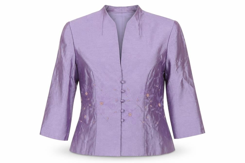 Jessica Howard Petite Purple Floral Embroidered Suit Jacket Size 6