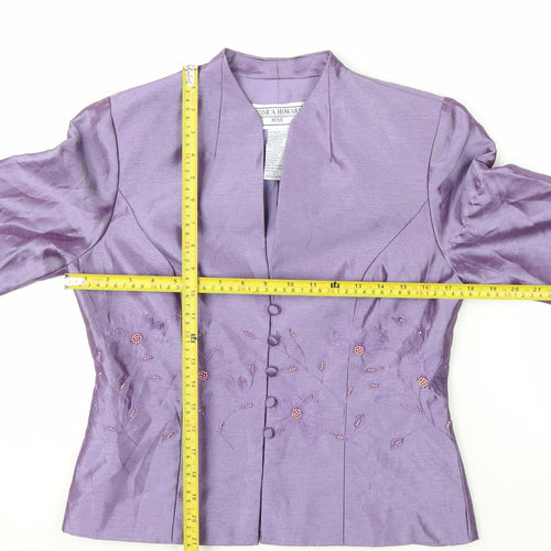 Jessica Howard Petite Purple Floral Embroidered Suit Jacket Size 6