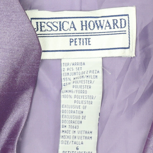 Jessica Howard Petite Purple Floral Embroidered Suit Jacket Size 6