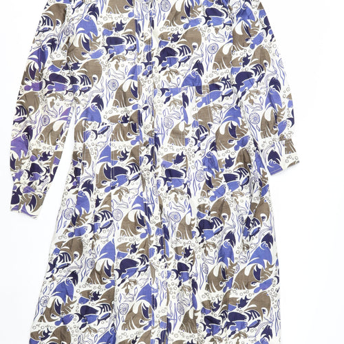 Khanitha Women’s Multicoloured Long Cotton Belted Overcoat Size 12
