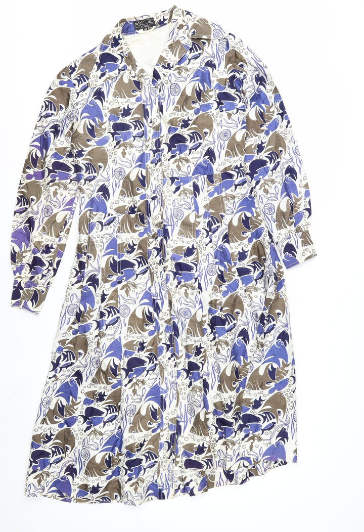 Khanitha Women’s Multicoloured Long Cotton Belted Overcoat Size 12