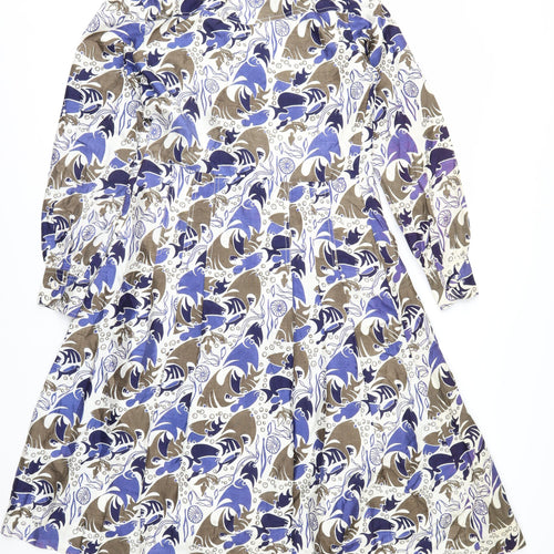 Khanitha Women’s Multicoloured Long Cotton Belted Overcoat Size 12