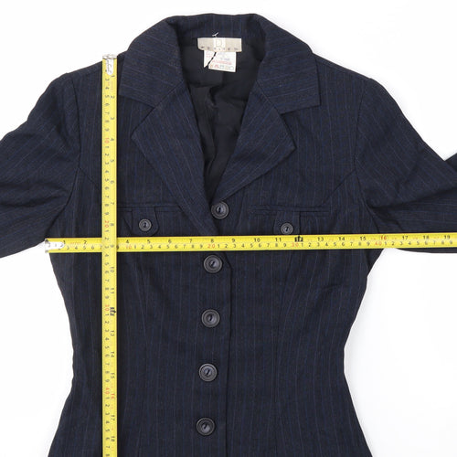 R Petites Navy Pinstripe Petite Blazer Womens Size 2 Wool Blend