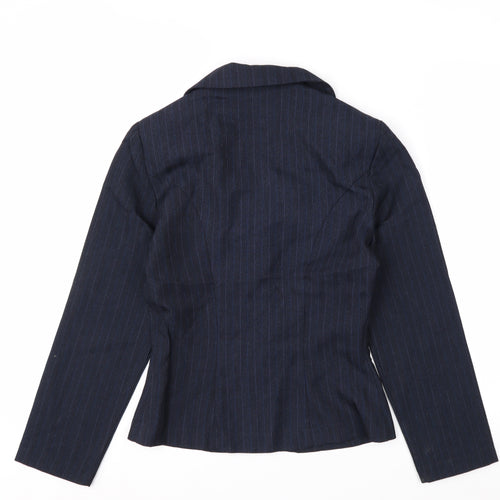 R Petites Navy Pinstripe Petite Blazer Womens Size 2 Wool Blend
