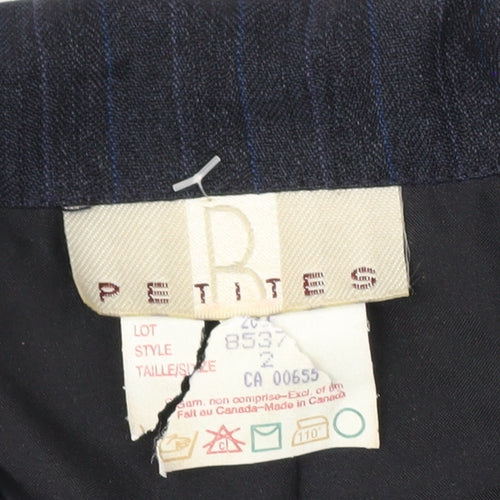 R Petites Navy Pinstripe Petite Blazer Womens Size 2 Wool Blend