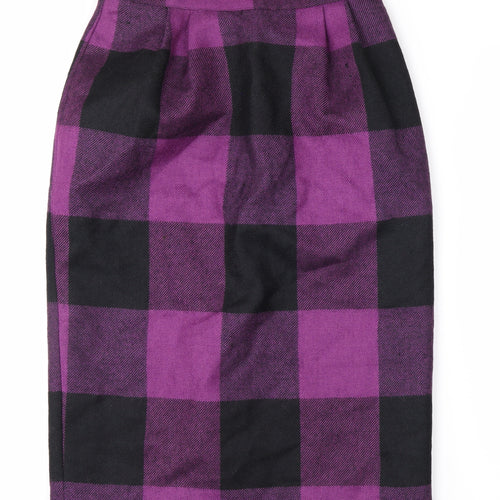 Touareg de Vitos Women’s Purple Check Wool Pencil Skirt Size 12