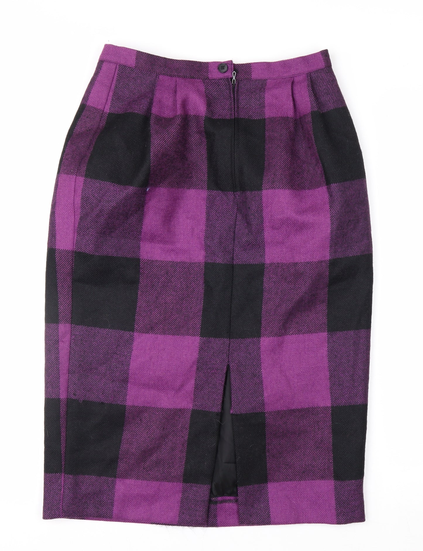 Touareg de Vitos Women’s Purple Check Wool Pencil Skirt Size 12