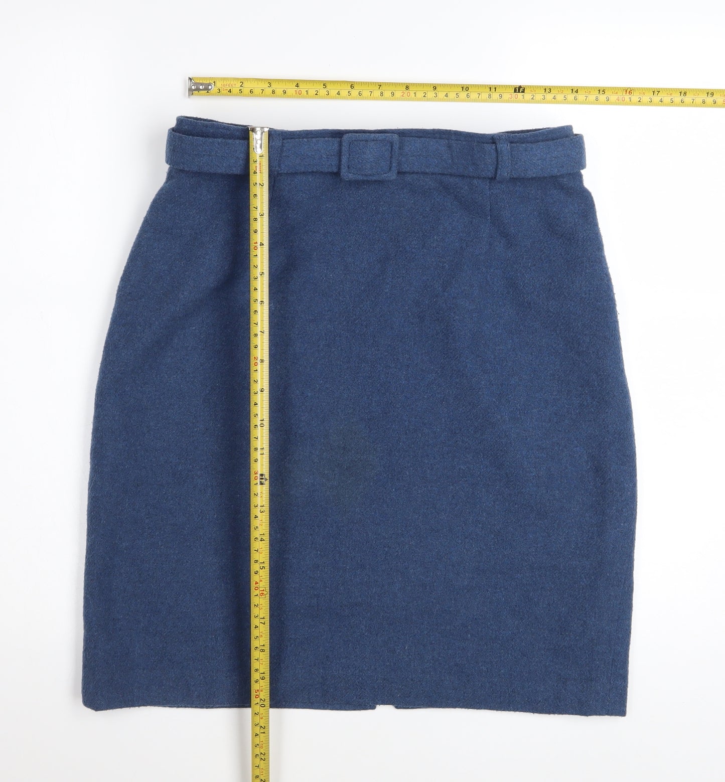 San Francisco Collection Women's Blue Wool Blend Knee Length Pencil Skirt Size 8