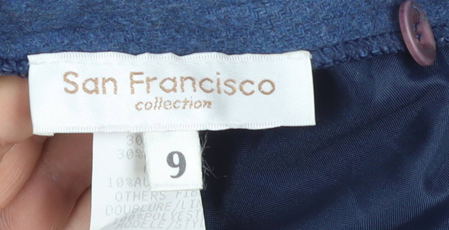 San Francisco Collection Women's Blue Wool Blend Knee Length Pencil Skirt Size 8