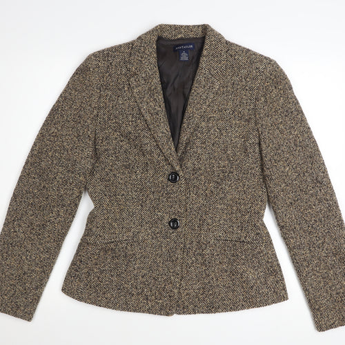 Ann Taylor Womens Beige Wool Blend Blazer Jacket Size 10 Classic Fit