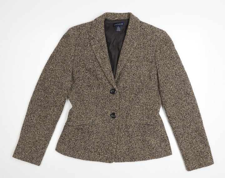 Ann Taylor Womens Beige Wool Blend Blazer Jacket Size 10 Classic Fit