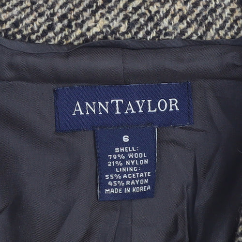 Ann Taylor Womens Beige Wool Blend Blazer Jacket Size 10 Classic Fit