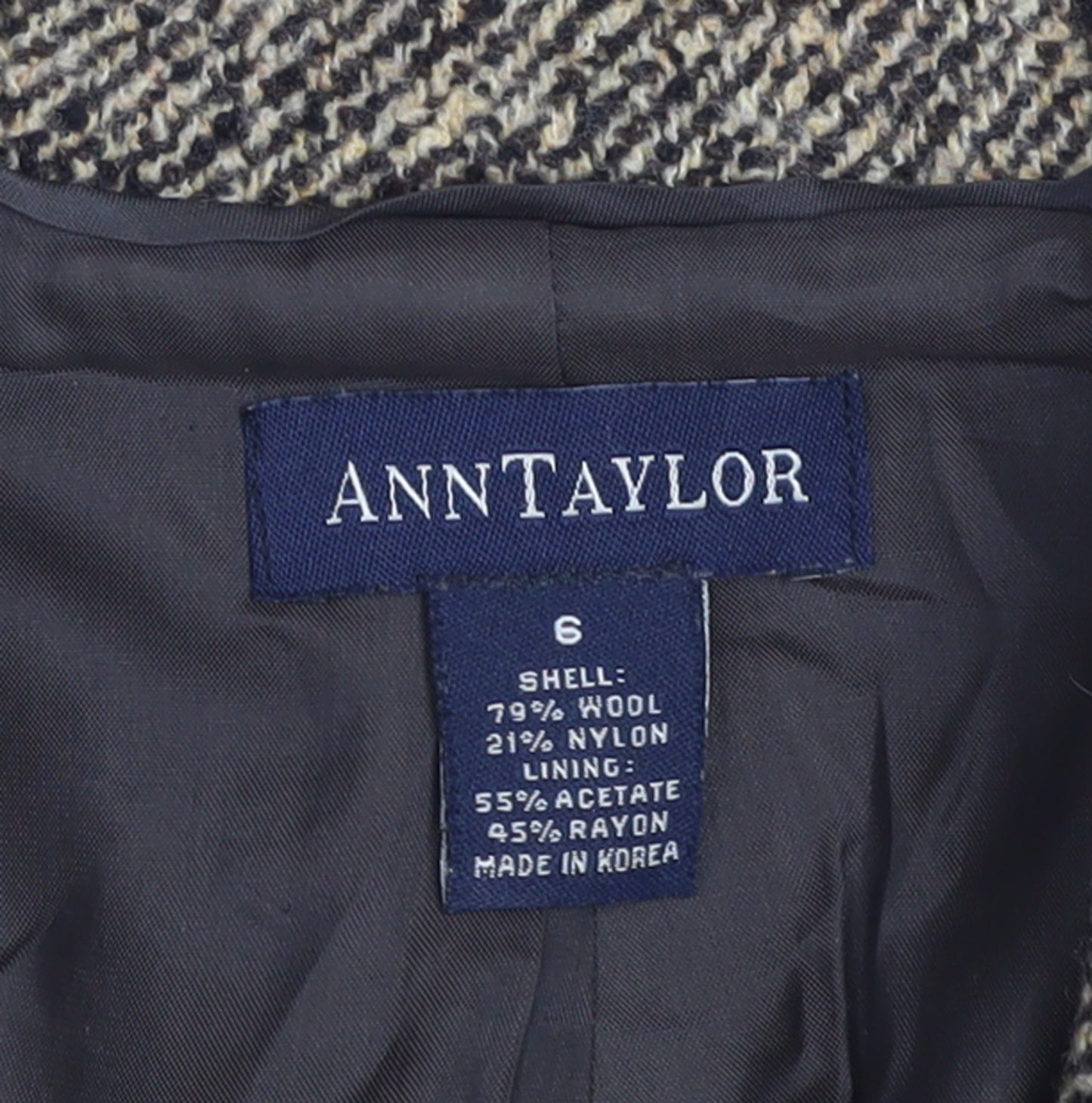 Ann Taylor Womens Beige Wool Blend Blazer Jacket Size 10 Classic Fit