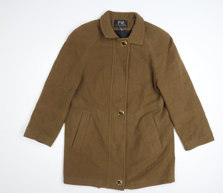 FS Limited Women's Brown Wool Mid-Length Overcoat Size S