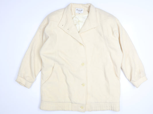 Ferncroft Women Ivory Wool Blend Coat Size 10 Vintage Classic Overcoat