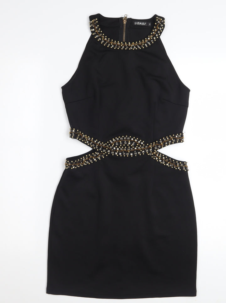 Out of Gas Women's Black Embellished Bodycon Cut Out Dress Size 12