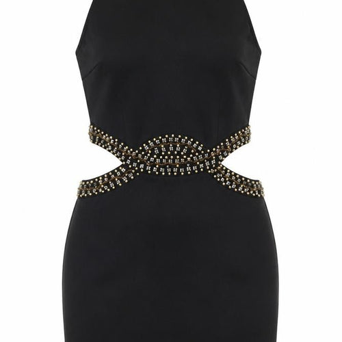 Out of Gas Women's Black Embellished Bodycon Cut Out Dress Size 12