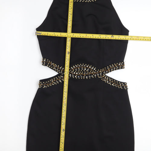 Out of Gas Women's Black Embellished Bodycon Cut Out Dress Size 12