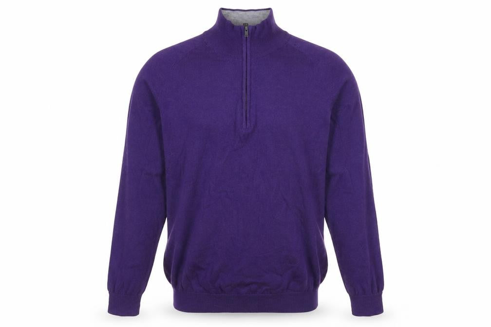 Front view of Marks & Spencer Men's Purple Wool 1/2 Zip Jumper XL