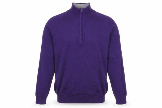 Front view of Marks & Spencer Men's Purple Wool 1/2 Zip Jumper XL