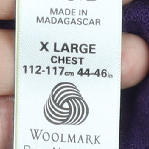 Marks and Spencer Men's Purple Wool 1/2 Zip Jumper XL