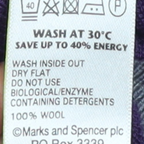 Marks and Spencer Men's Purple Wool 1/2 Zip Jumper XL