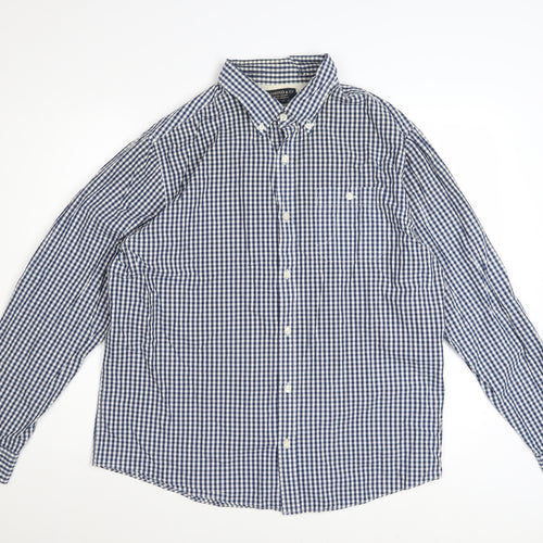 Hammond & Co Men's Blue Check Cotton Long Sleeve XL Dress Shirt