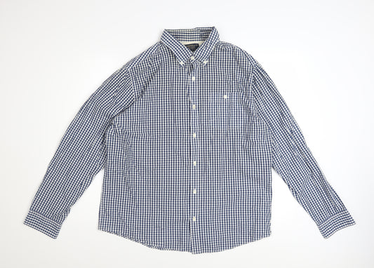 Hammond & Co Men's Blue Check Cotton Long Sleeve XL Dress Shirt