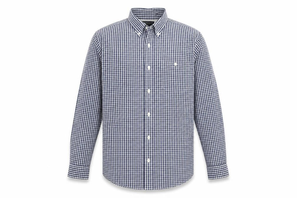 Hammond & Co Men's Blue Check Cotton Long Sleeve XL Dress Shirt