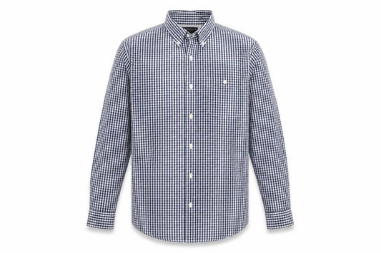 Hammond & Co Men's Blue Check Cotton Long Sleeve XL Dress Shirt