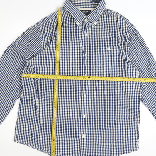 Hammond & Co Men's Blue Check Cotton Long Sleeve XL Dress Shirt