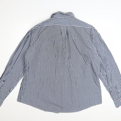 Hammond & Co Men's Blue Check Cotton Long Sleeve XL Dress Shirt