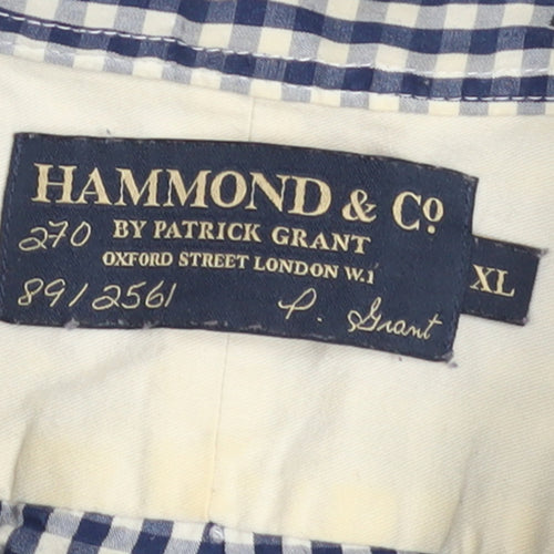 Hammond & Co Men's Blue Check Cotton Long Sleeve XL Dress Shirt