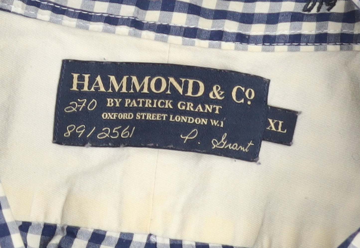 Hammond & Co Men's Blue Check Cotton Long Sleeve XL Dress Shirt