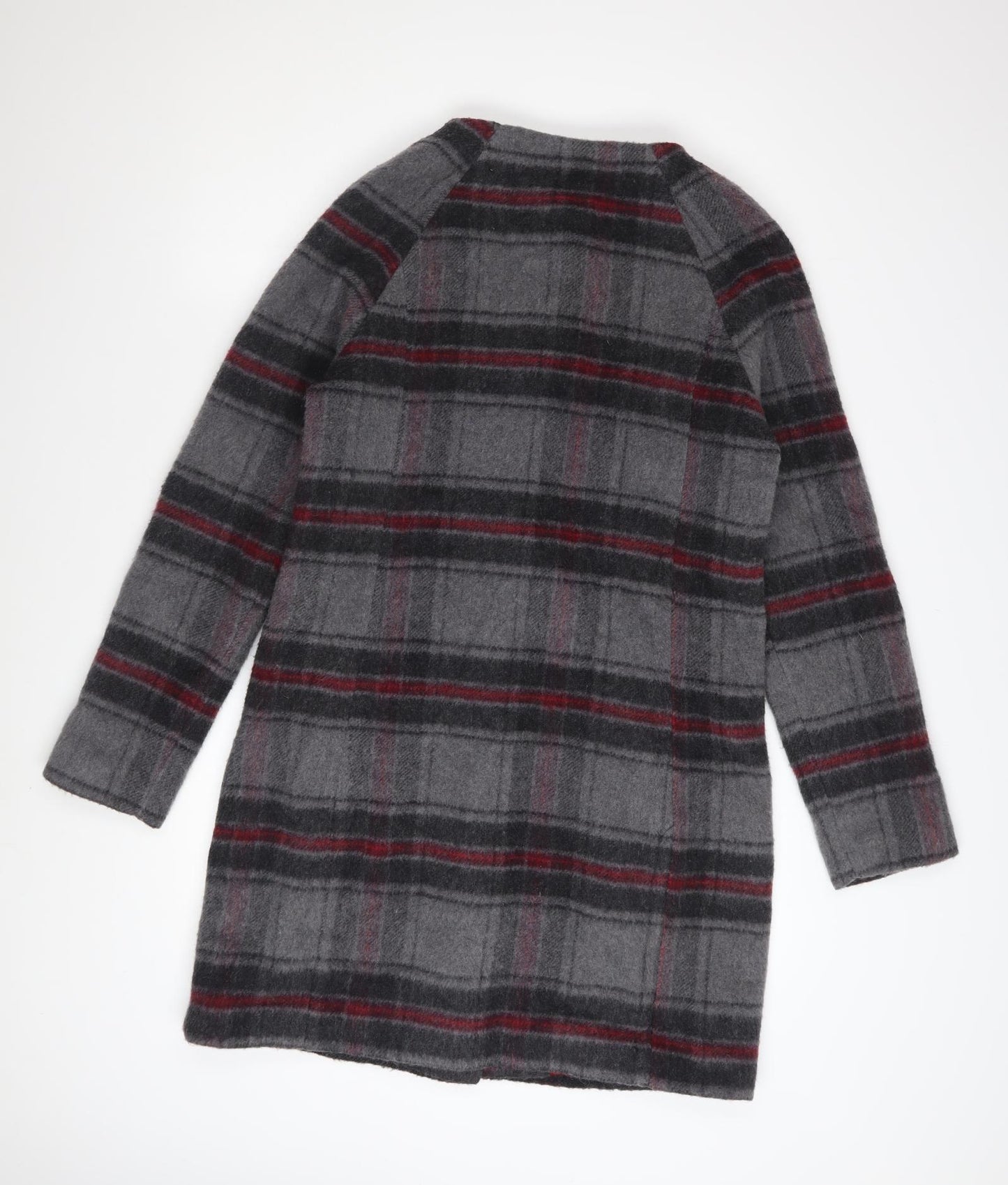 Tulchan Women's Grey Checked Wool Blend Mid-Length Coat Size 10
