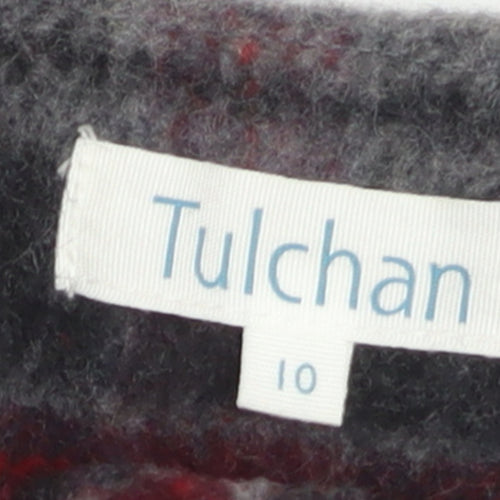 Tulchan Women's Grey Checked Wool Blend Mid-Length Coat Size 10