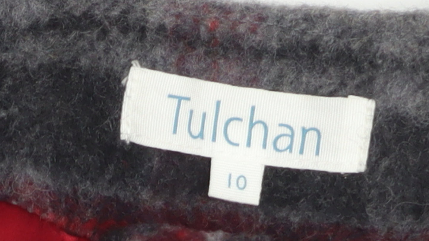 Tulchan Women's Grey Checked Wool Blend Mid-Length Coat Size 10