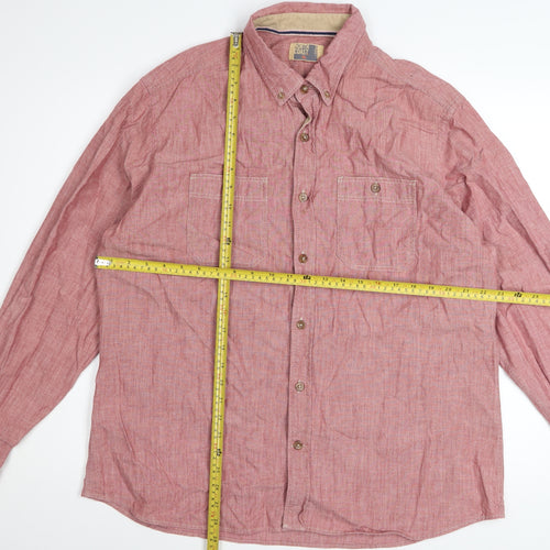 Marks and Spencer Men’s Red Long Sleeve Button-Down Cotton Shirt XL
